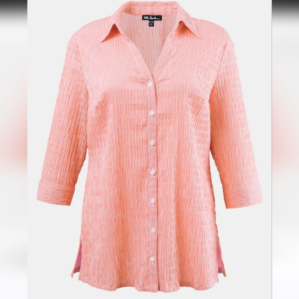 Ulla Popken Textured Stripe Button Front Blouse‎ Size 32/34 - Picture 2 of 12